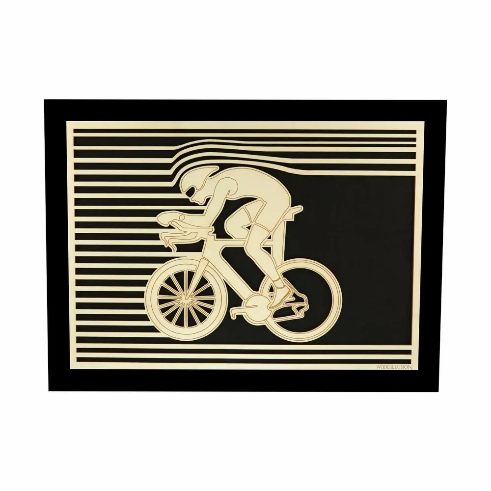 Paintings - Wooden Cyclist Wall Art - WOODILLUSION