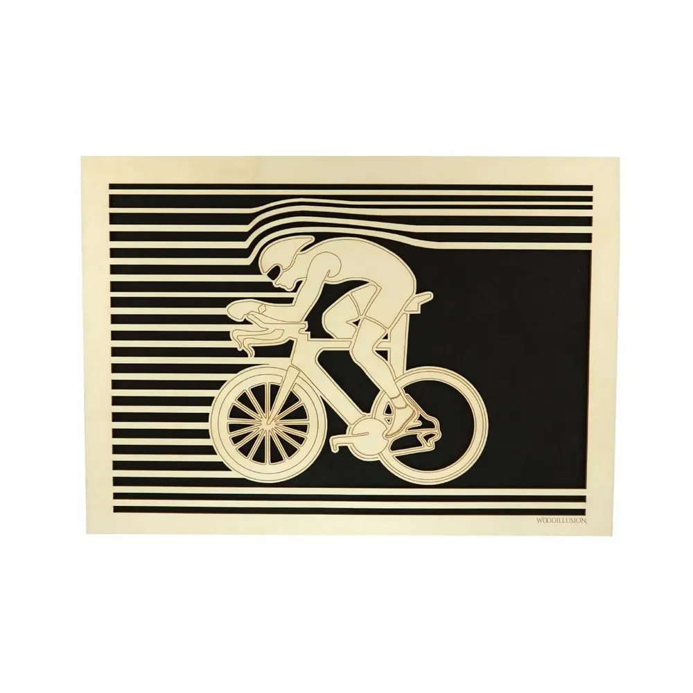 Paintings - Wooden Cyclist Wall Art - WOODILLUSION