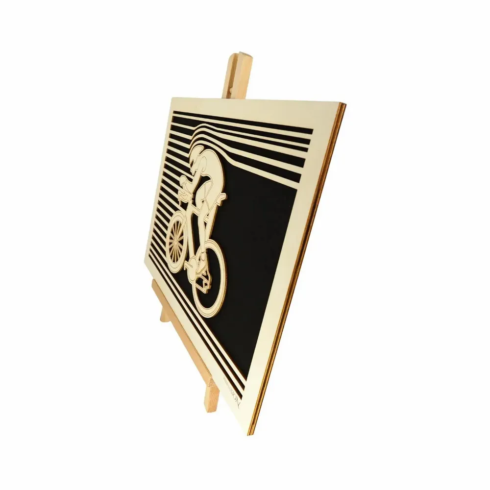 Paintings - Wooden Cyclist Wall Art - WOODILLUSION