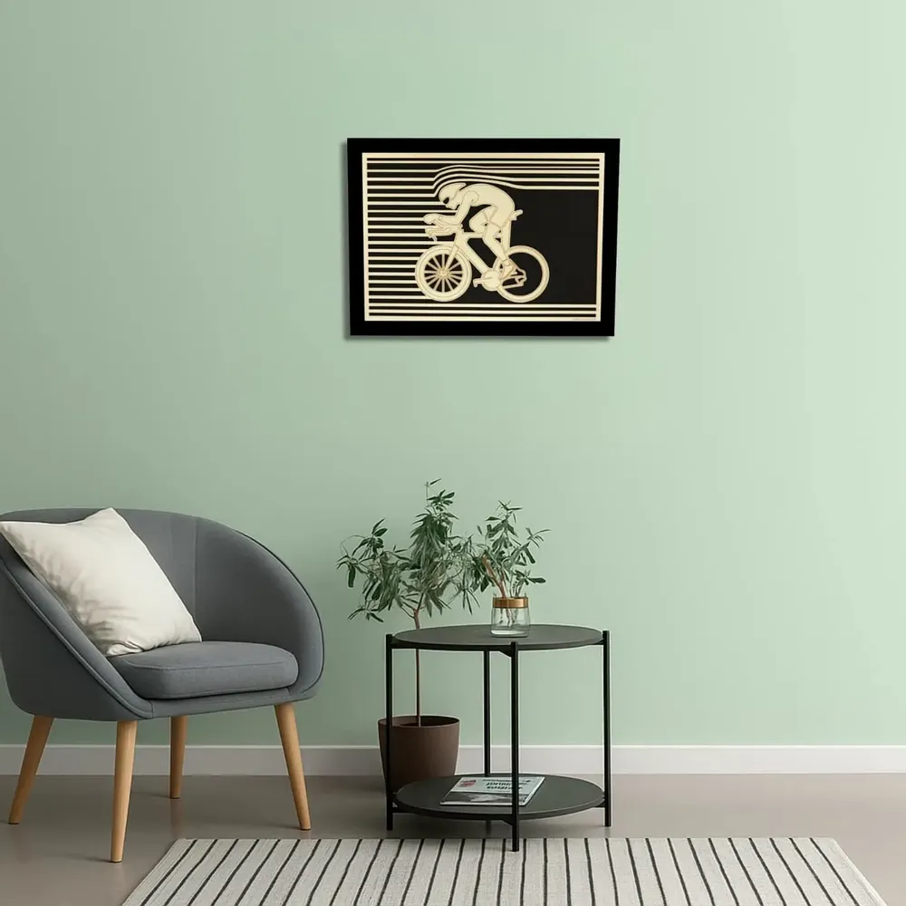 Paintings - Wooden Cyclist Wall Art - WOODILLUSION