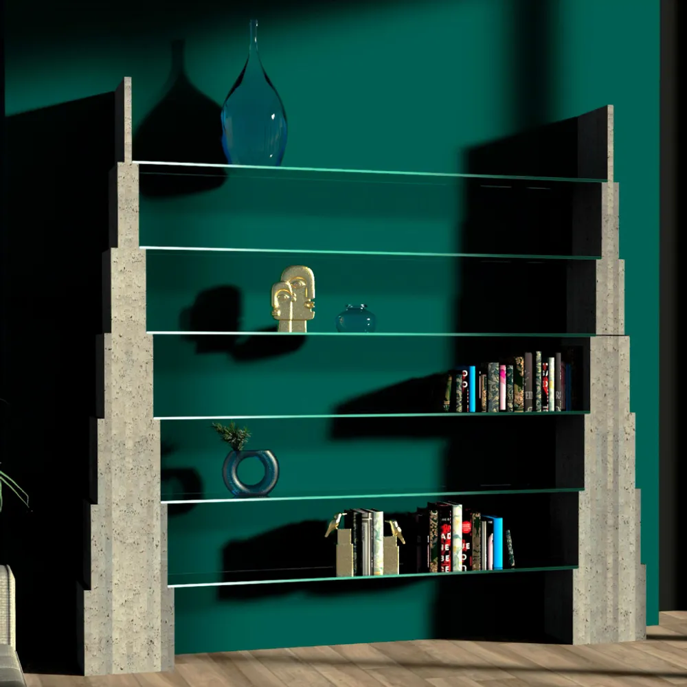 Office furniture and storage - Manhattan Shelf in Italian Travertine Marble Contemporary Design - MEDDEL