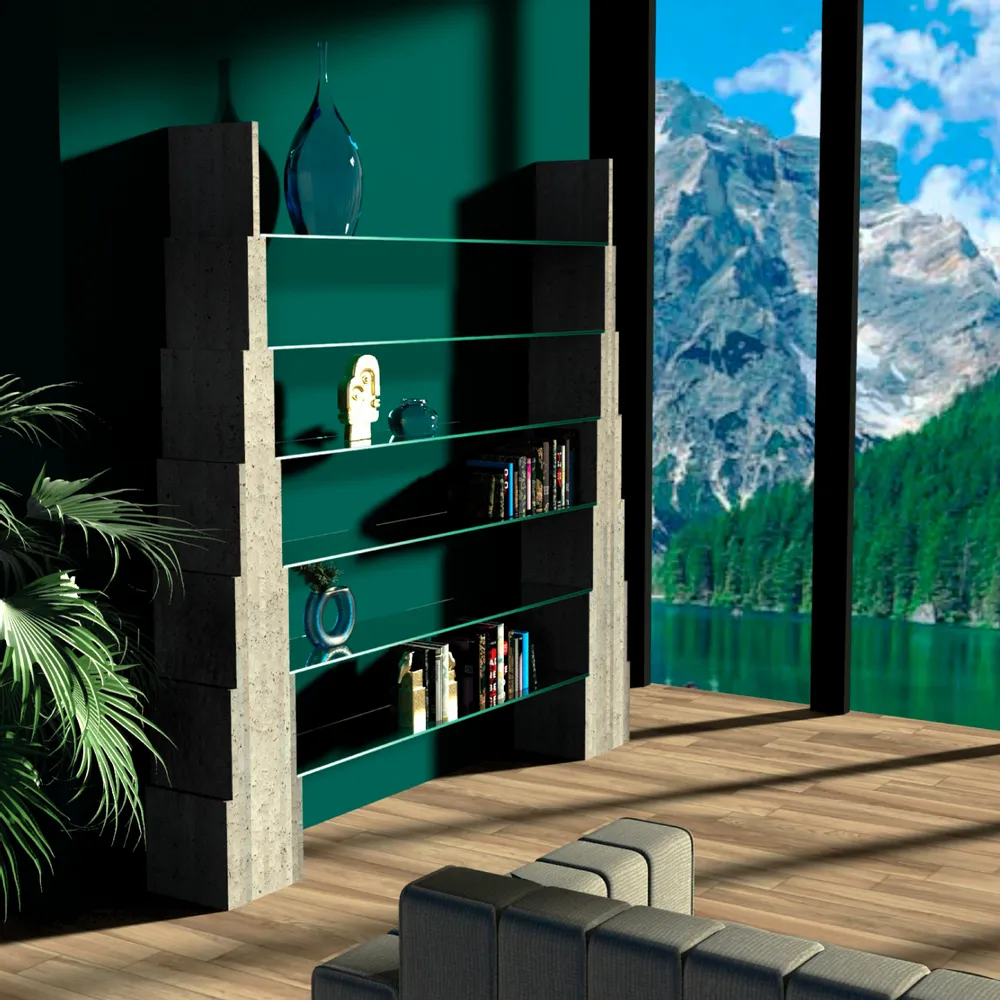 Office furniture and storage - Manhattan Shelf in Italian Travertine Marble Contemporary Design - MEDDEL