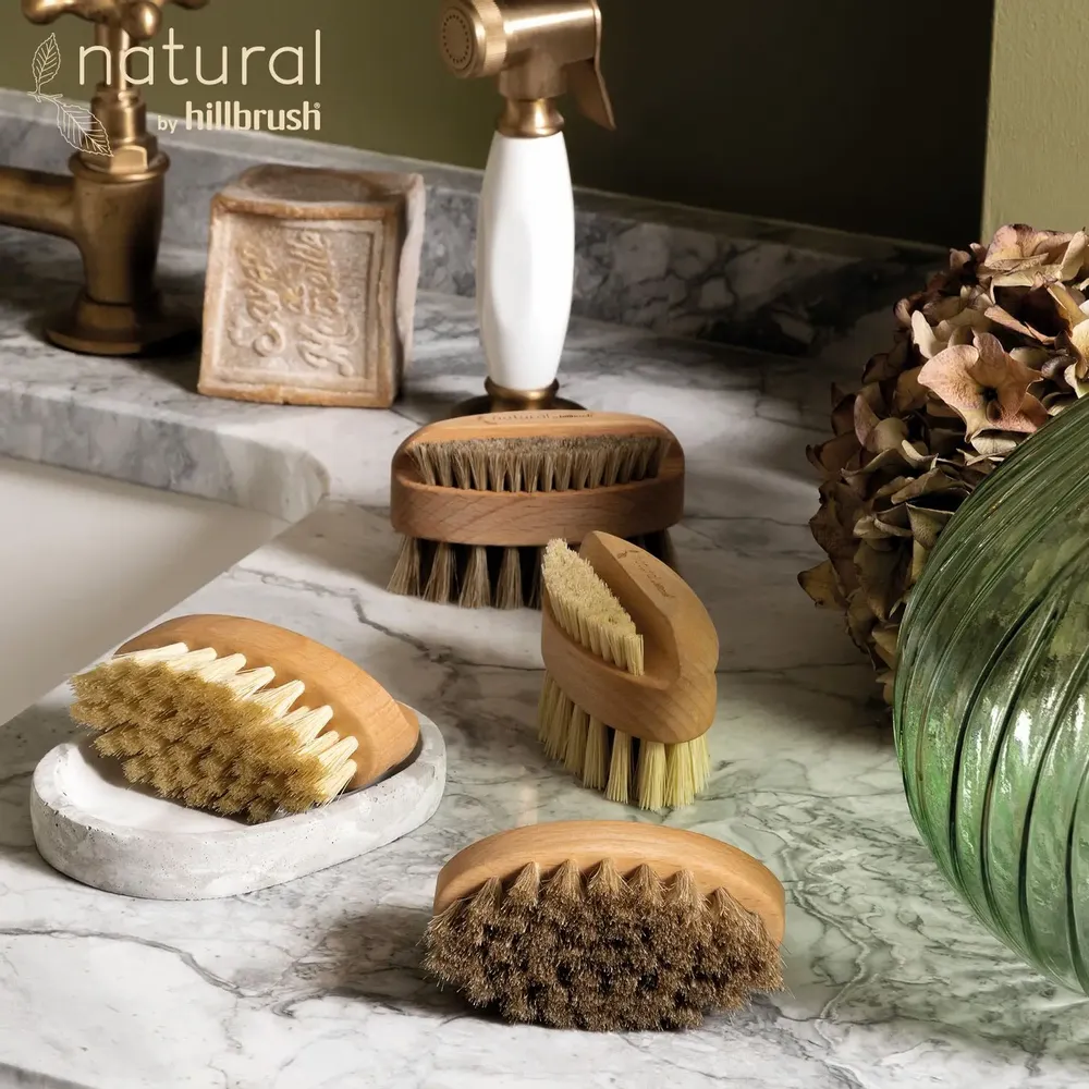 Beauty products - 100% FSC Certified® Natural Nail Brush With Dual Fill - Stiff Tampico - NATURAL BY HILLBRUSH