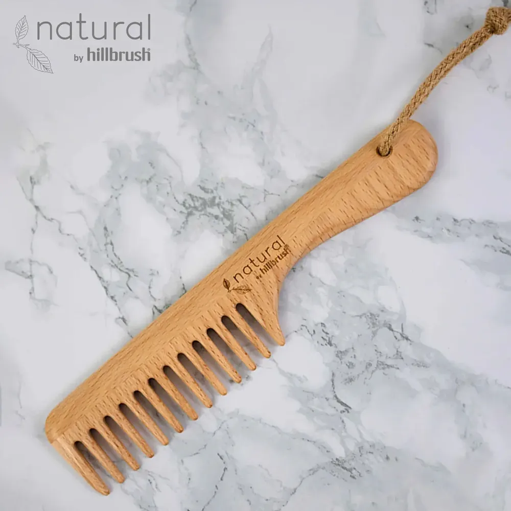 Hair care - 100% FSC Certified® Natural Beechwood  Wide Tooth Comb (Handle) - NATURAL BY HILLBRUSH