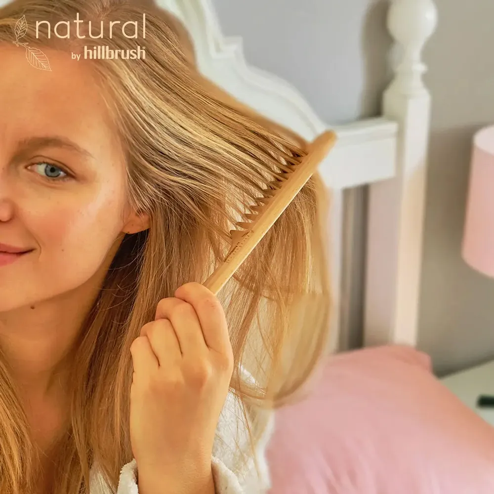 Hair care - 100% FSC Certified® Natural Beechwood  Wide Tooth Comb (Handle) - NATURAL BY HILLBRUSH