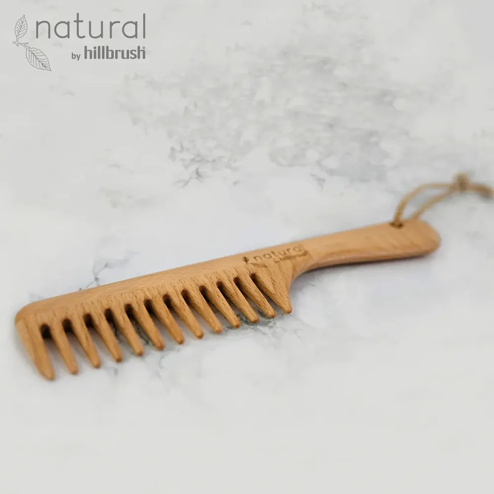 Hair care - 100% FSC Certified® Natural Beechwood  Wide Tooth Comb (Handle) - NATURAL BY HILLBRUSH