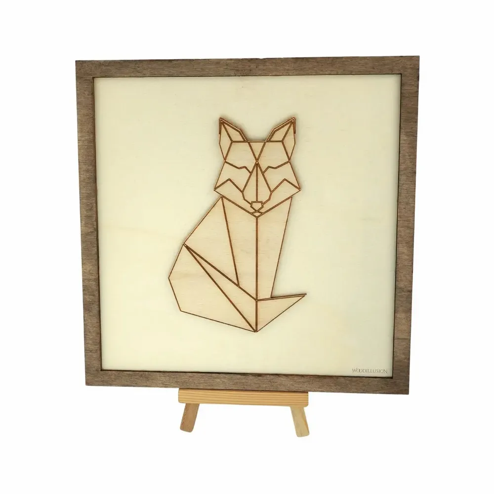Paintings - Wooden Fox Wall Art - WOODILLUSION