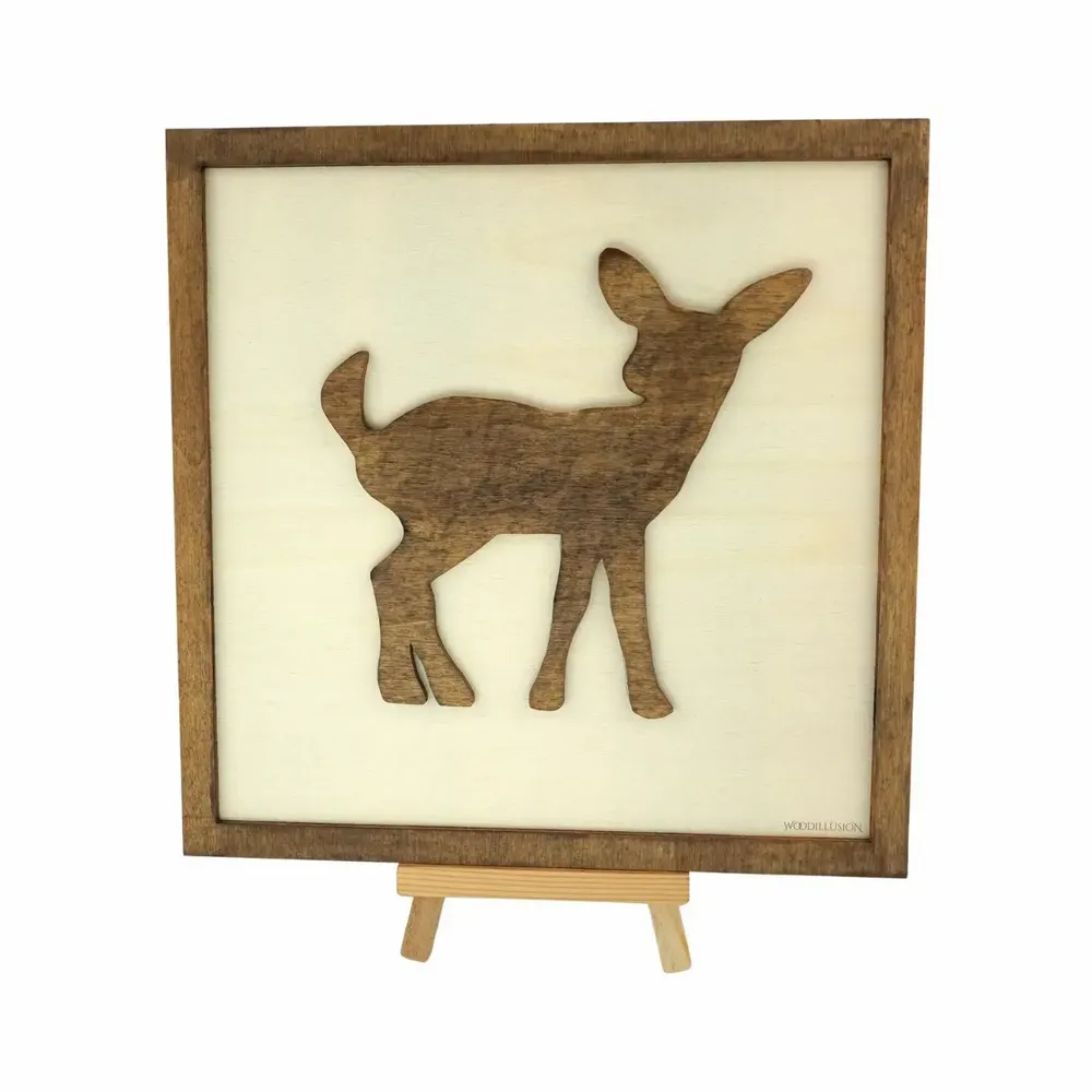 Paintings - Wooden Fawn Wall Art - WOODILLUSION