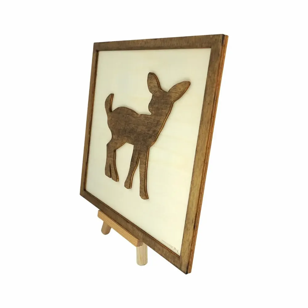 Paintings - Wooden Fawn Wall Art - WOODILLUSION