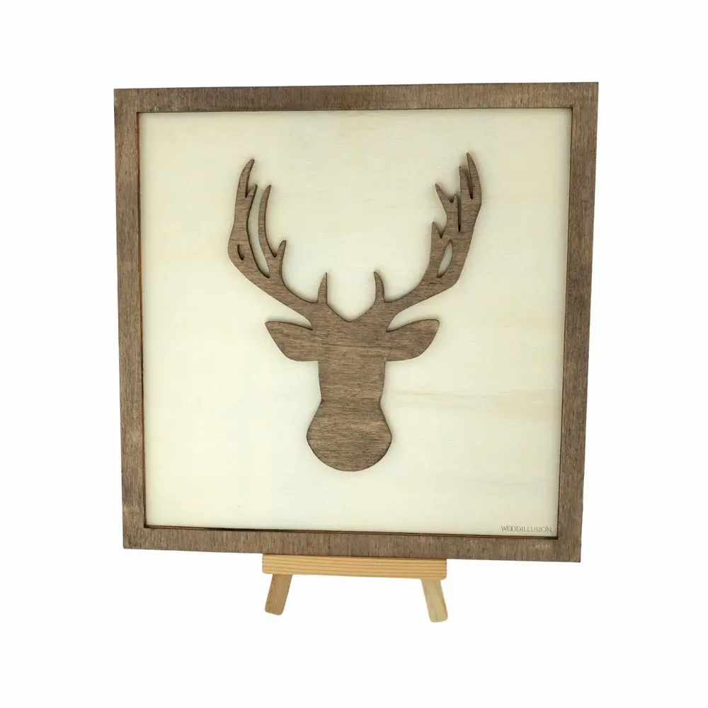 Paintings - Wooden Deer Wall Art - WOODILLUSION