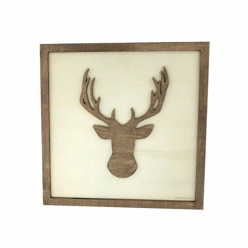 Paintings - Wooden Deer Wall Art - WOODILLUSION