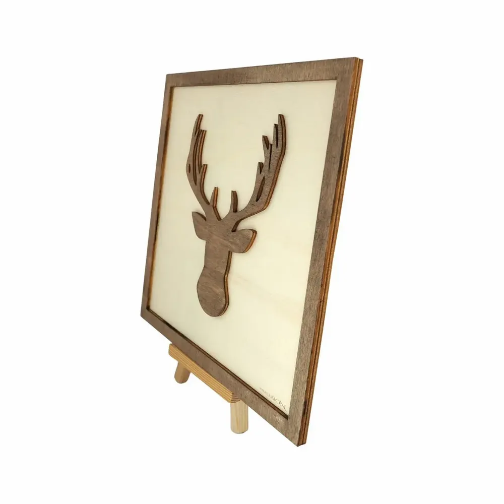 Paintings - Wooden Deer Wall Art - WOODILLUSION