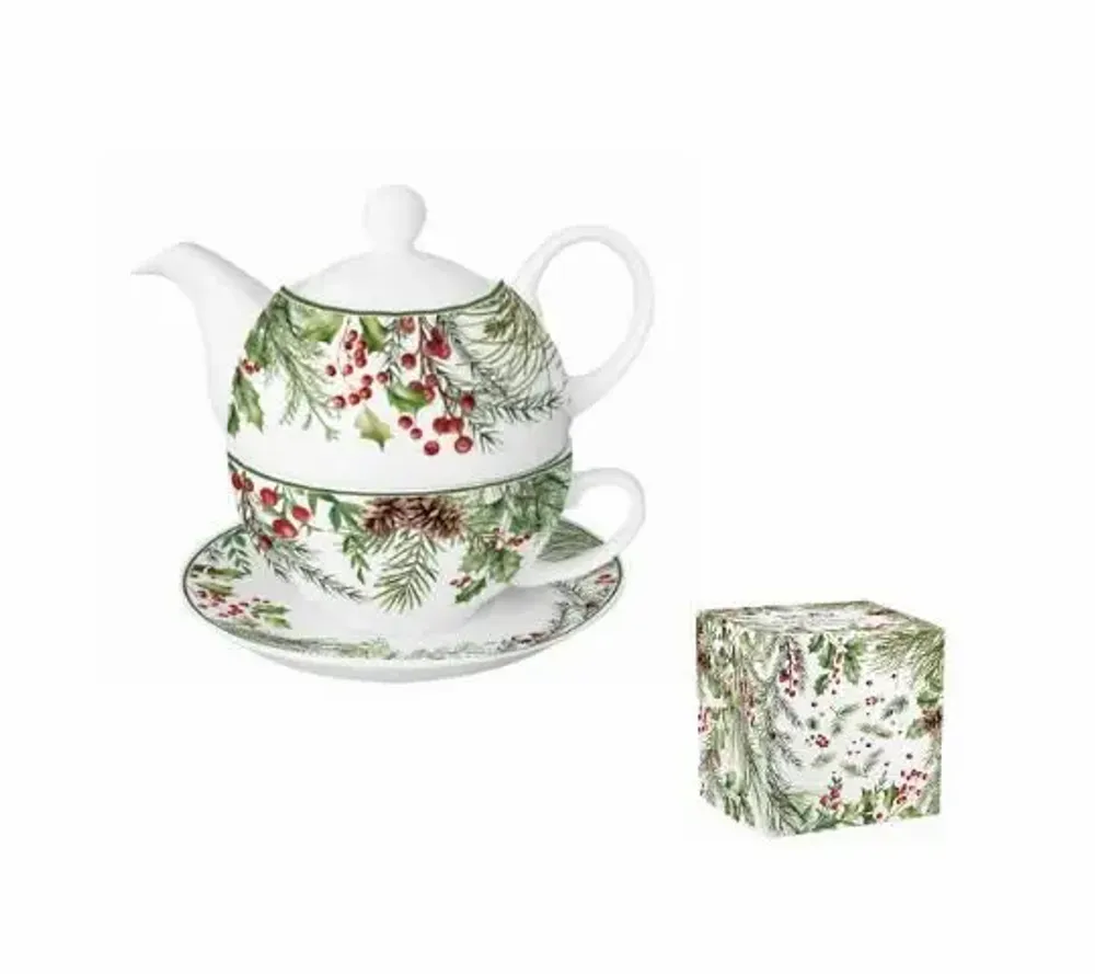 Accessoires thé et café - tea for one Christmas leaves - KARENA INTERNATIONAL