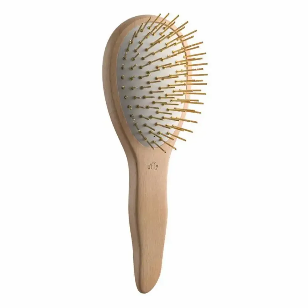 Hair care - Uffy Acubrusher - 24k Gold-Plated Paddle Hairbrush-Beech Wood - UFFY CO., LTD.