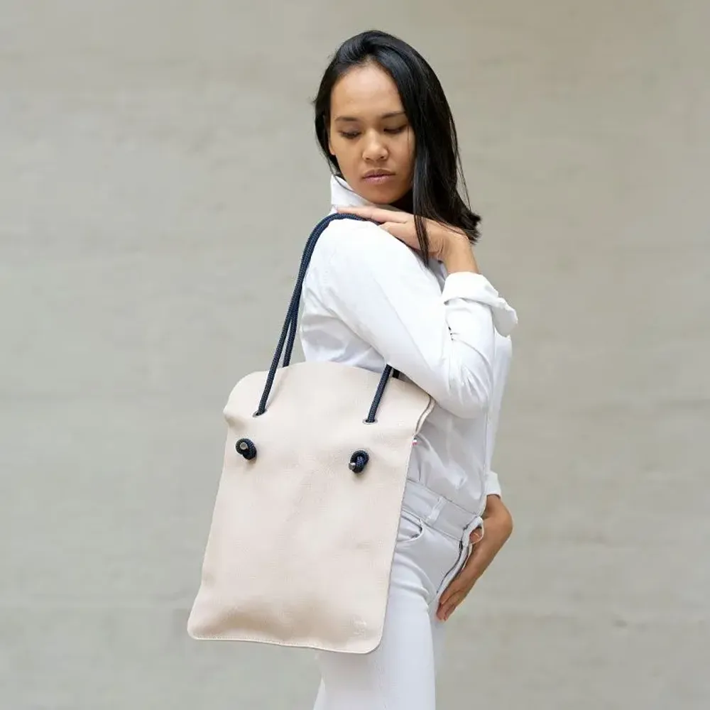 Bags and totes - SAC TOTEBAG DIVINE CUIR LISSE BEIGE - MADE IN FRANCE - AMWA AND CO