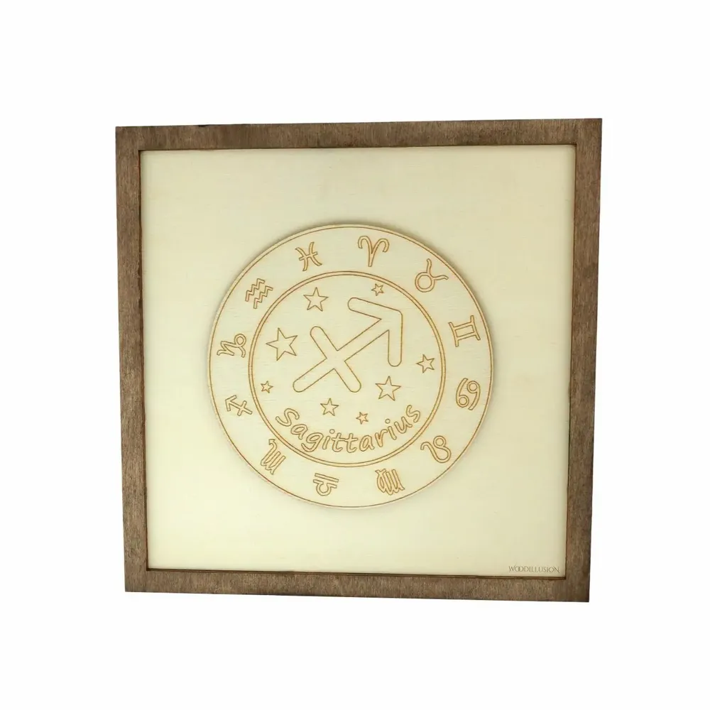 Paintings - Wooden Sagittarius Wall Art - WOODILLUSION