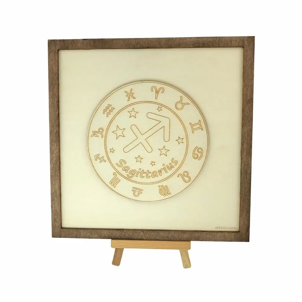 Paintings - Wooden Sagittarius Wall Art - WOODILLUSION