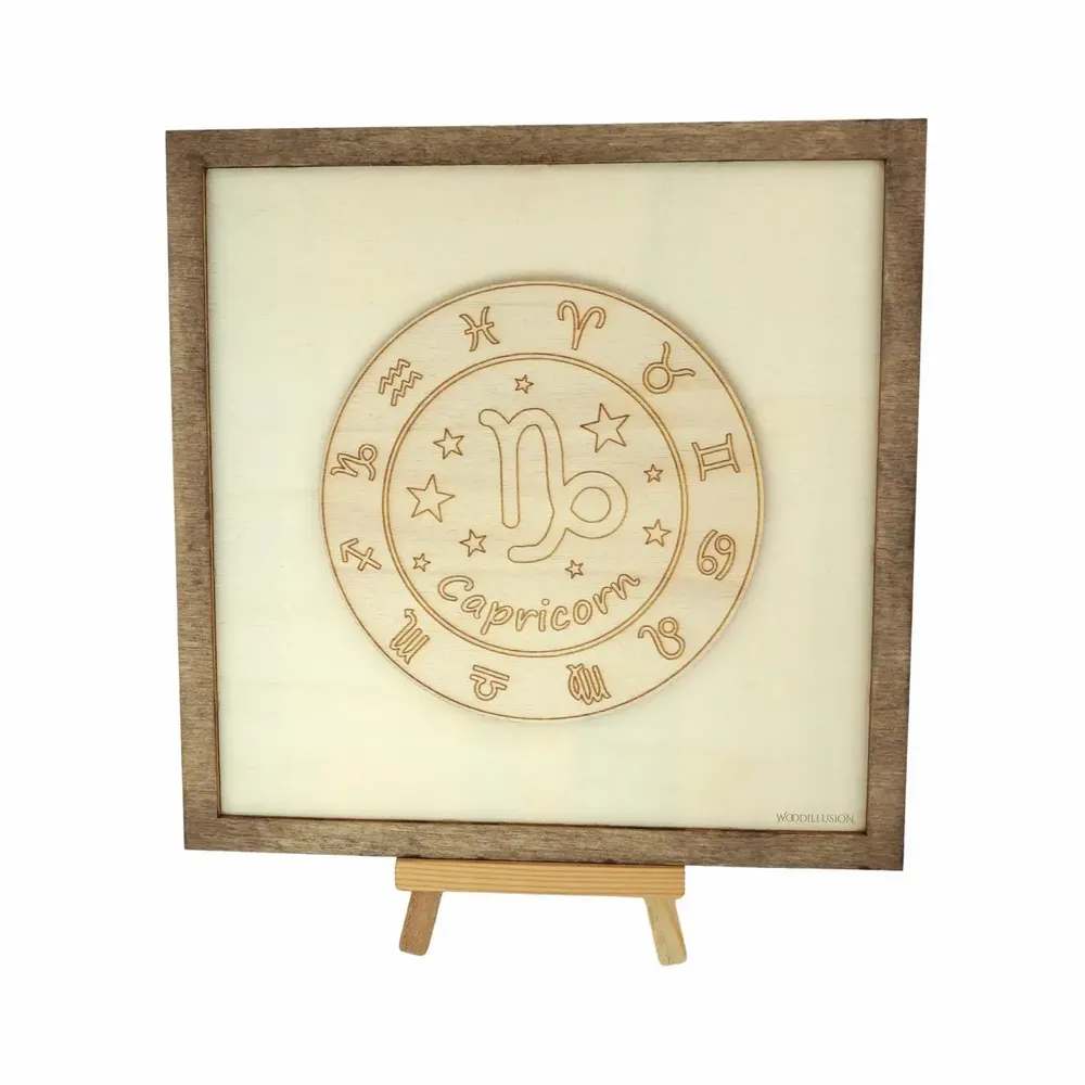 Paintings - Wooden Capricorn Wall Art - WOODILLUSION