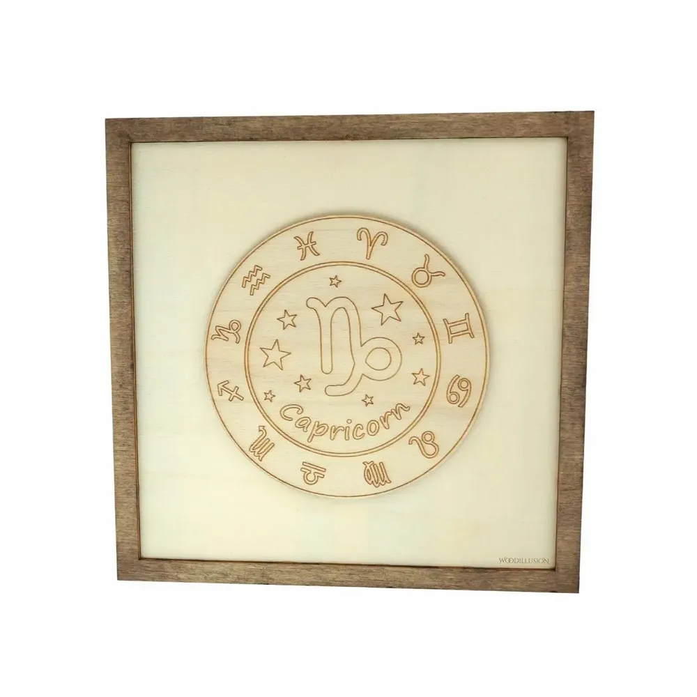 Paintings - Wooden Capricorn Wall Art - WOODILLUSION