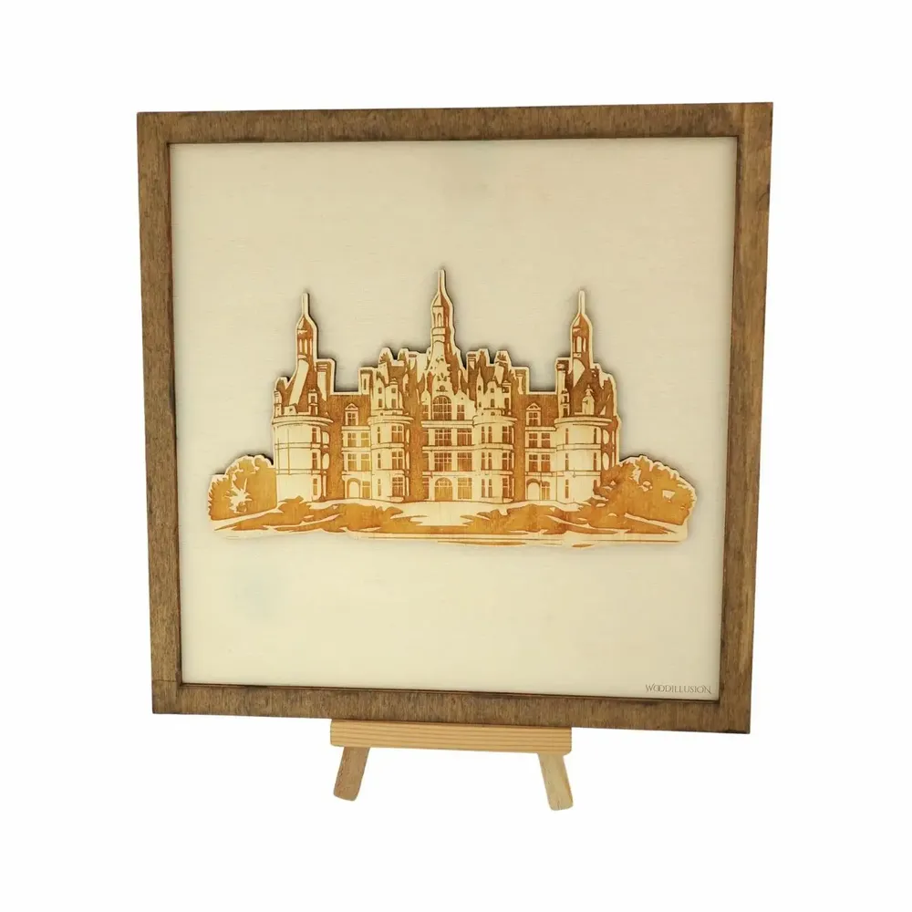 Paintings - Wooden Chambord Castle Wall Art - WOODILLUSION