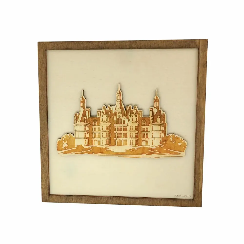 Paintings - Wooden Chambord Castle Wall Art - WOODILLUSION
