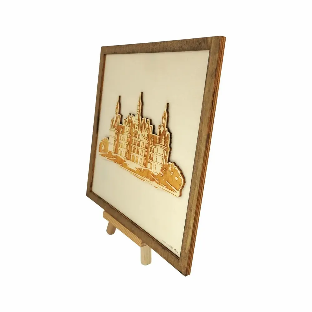 Paintings - Wooden Chambord Castle Wall Art - WOODILLUSION