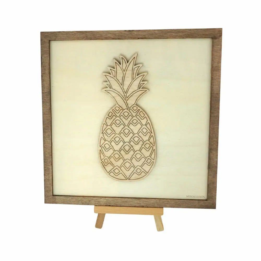 Paintings - Wooden Pineapple Wall Art 1 - WOODILLUSION