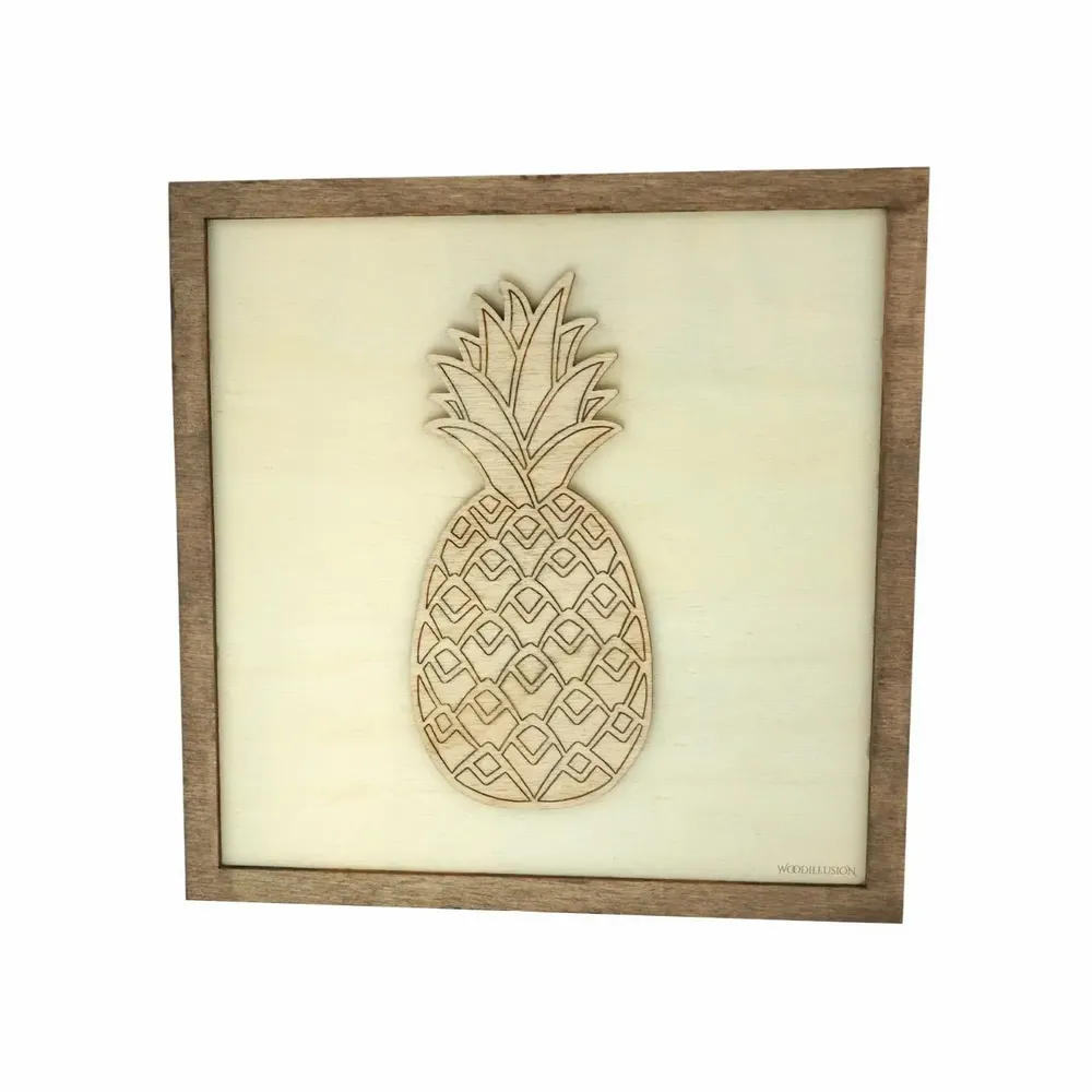 Paintings - Wooden Pineapple Wall Art 1 - WOODILLUSION
