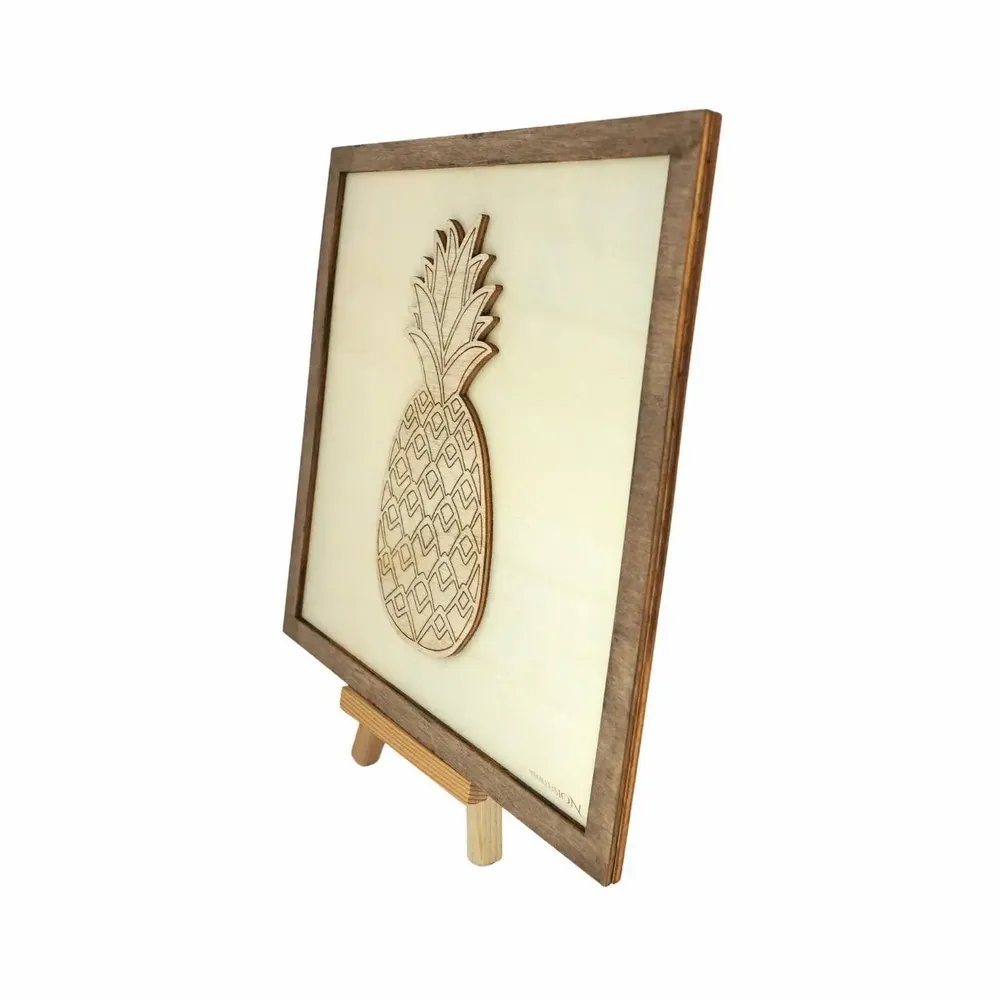 Paintings - Wooden Pineapple Wall Art 1 - WOODILLUSION