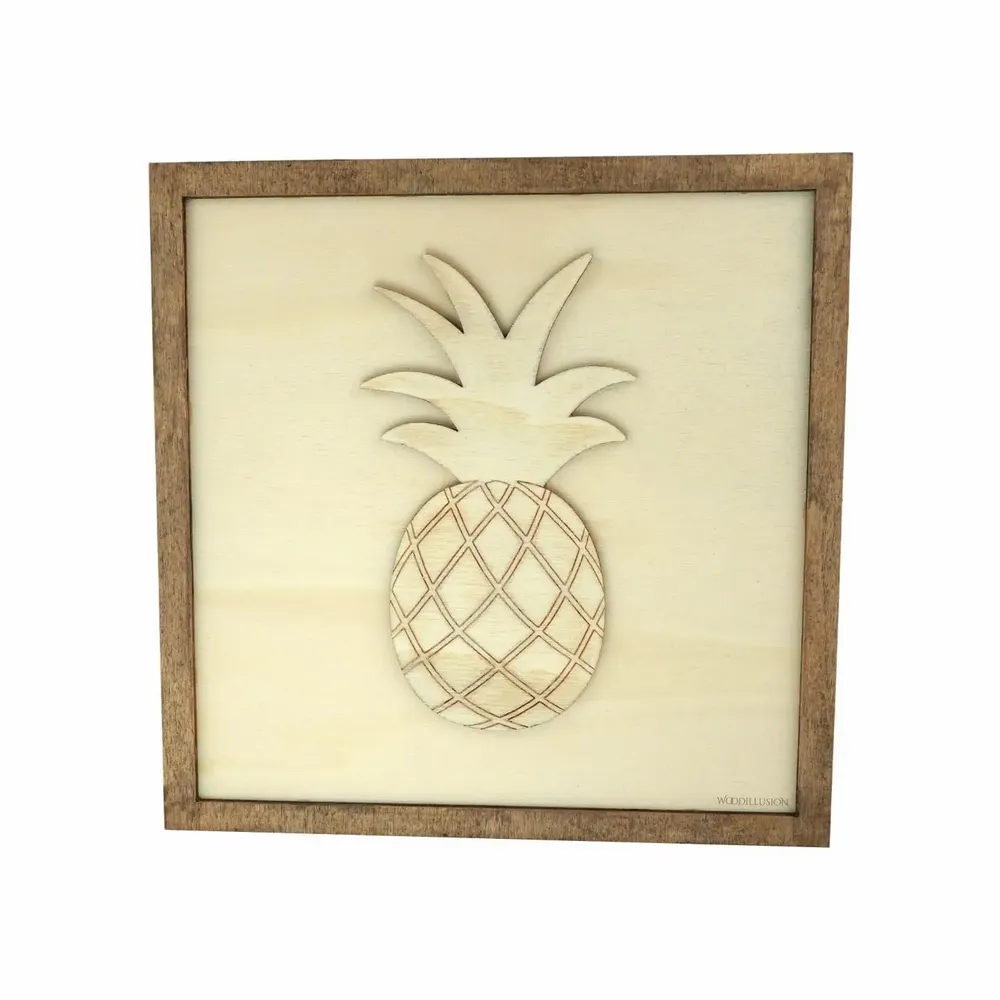 Paintings - Wooden Pineapple Wall Art 2 - WOODILLUSION