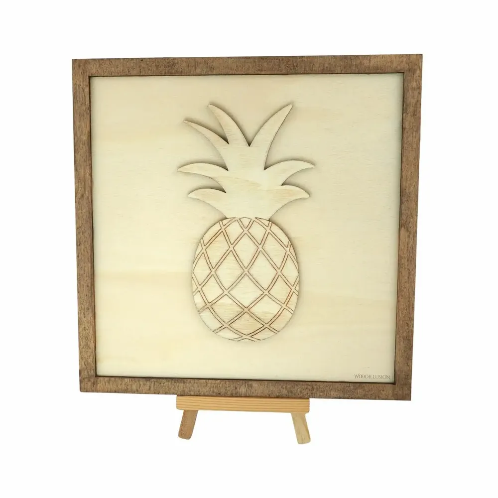 Paintings - Wooden Pineapple Wall Art 2 - WOODILLUSION