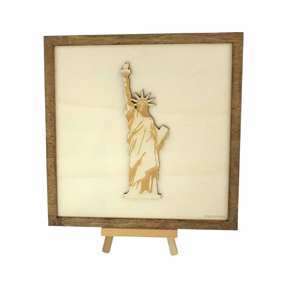 Paintings - Wooden Statue of Liberty Wall Art - WOODILLUSION