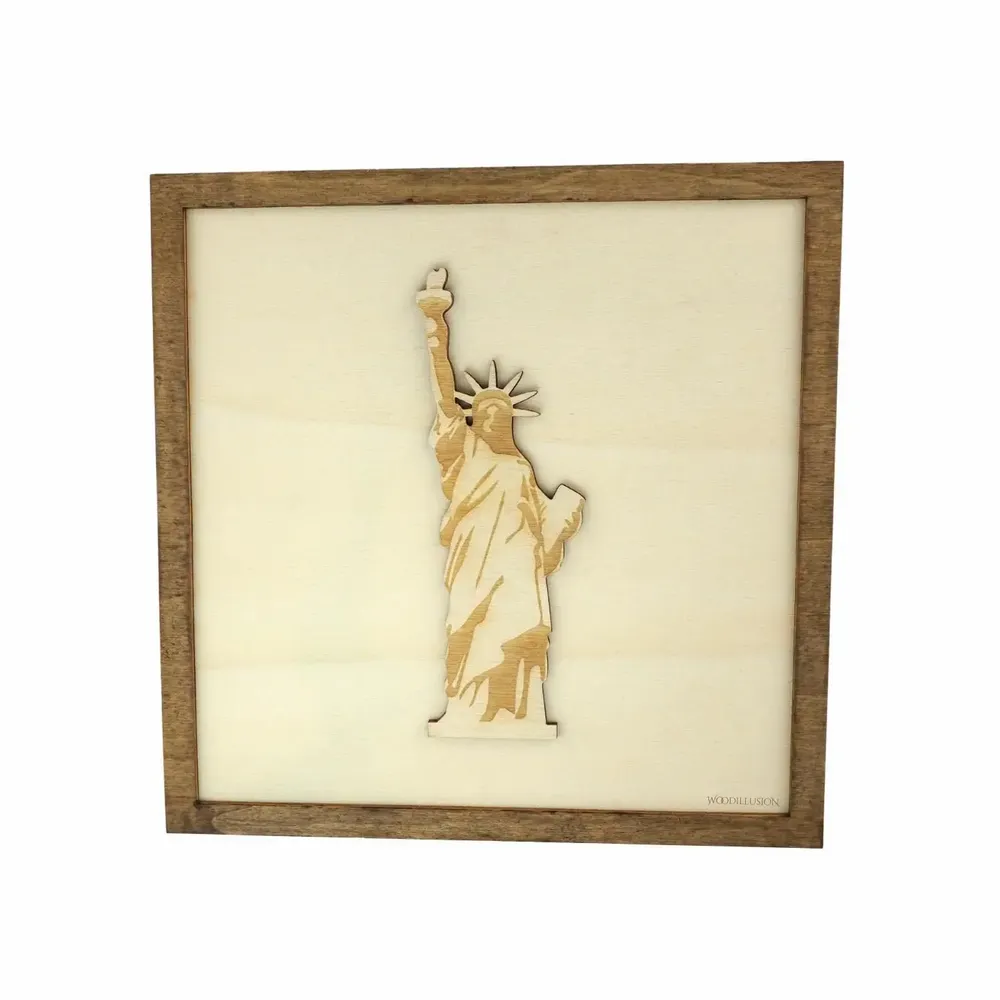 Paintings - Wooden Statue of Liberty Wall Art - WOODILLUSION