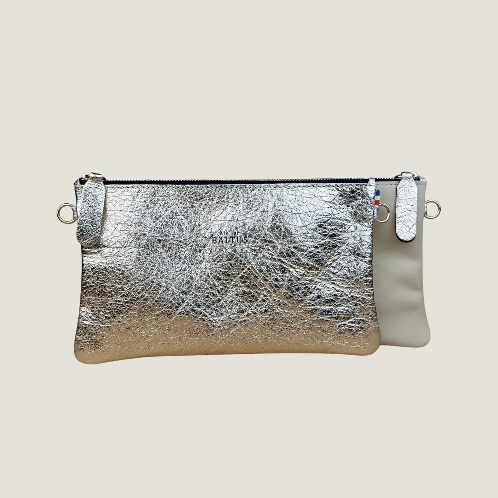 Pochettes - Pochette en cuir bicolore Juliette – Chic et pratique au quotidien - ATELIER BALTUS