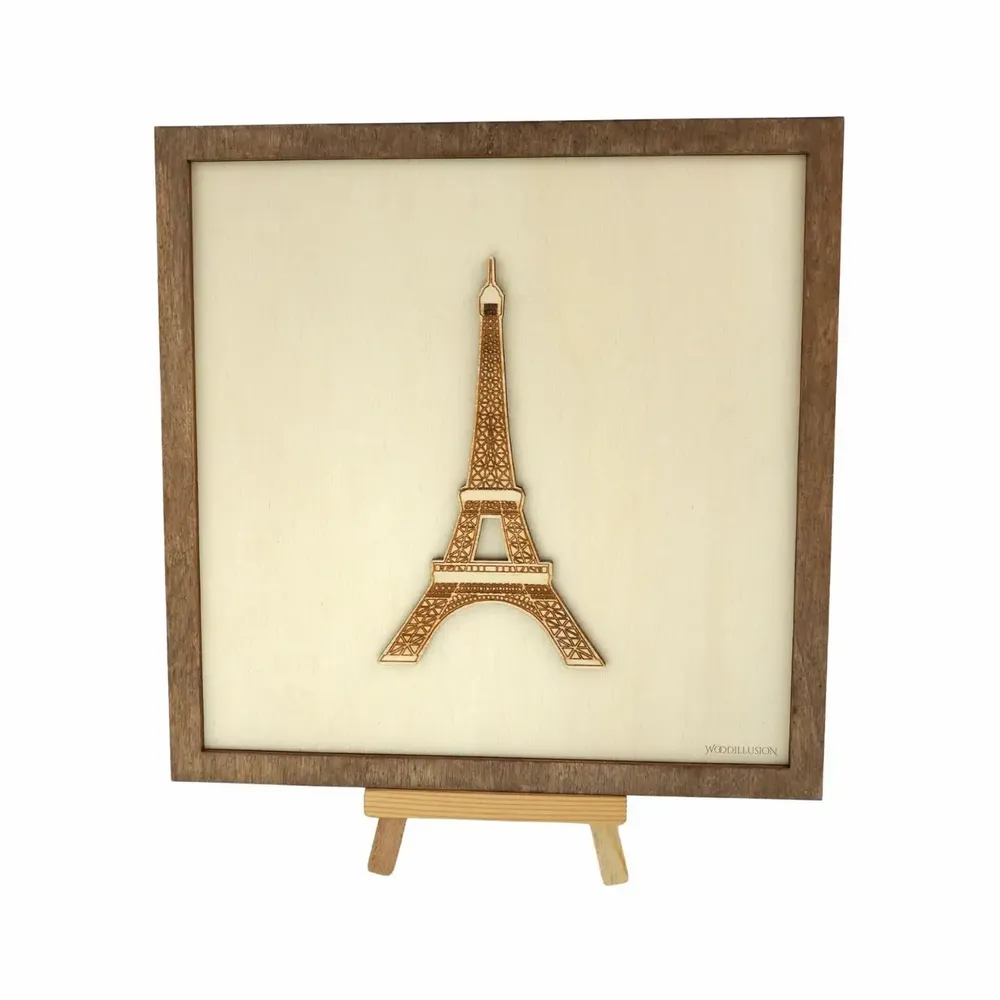 Paintings - Wooden Eiffel Tower Wall Art - WOODILLUSION