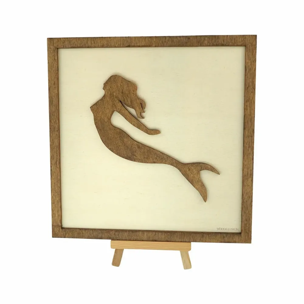 Paintings - Wooden Mermaid Wall Art - WOODILLUSION