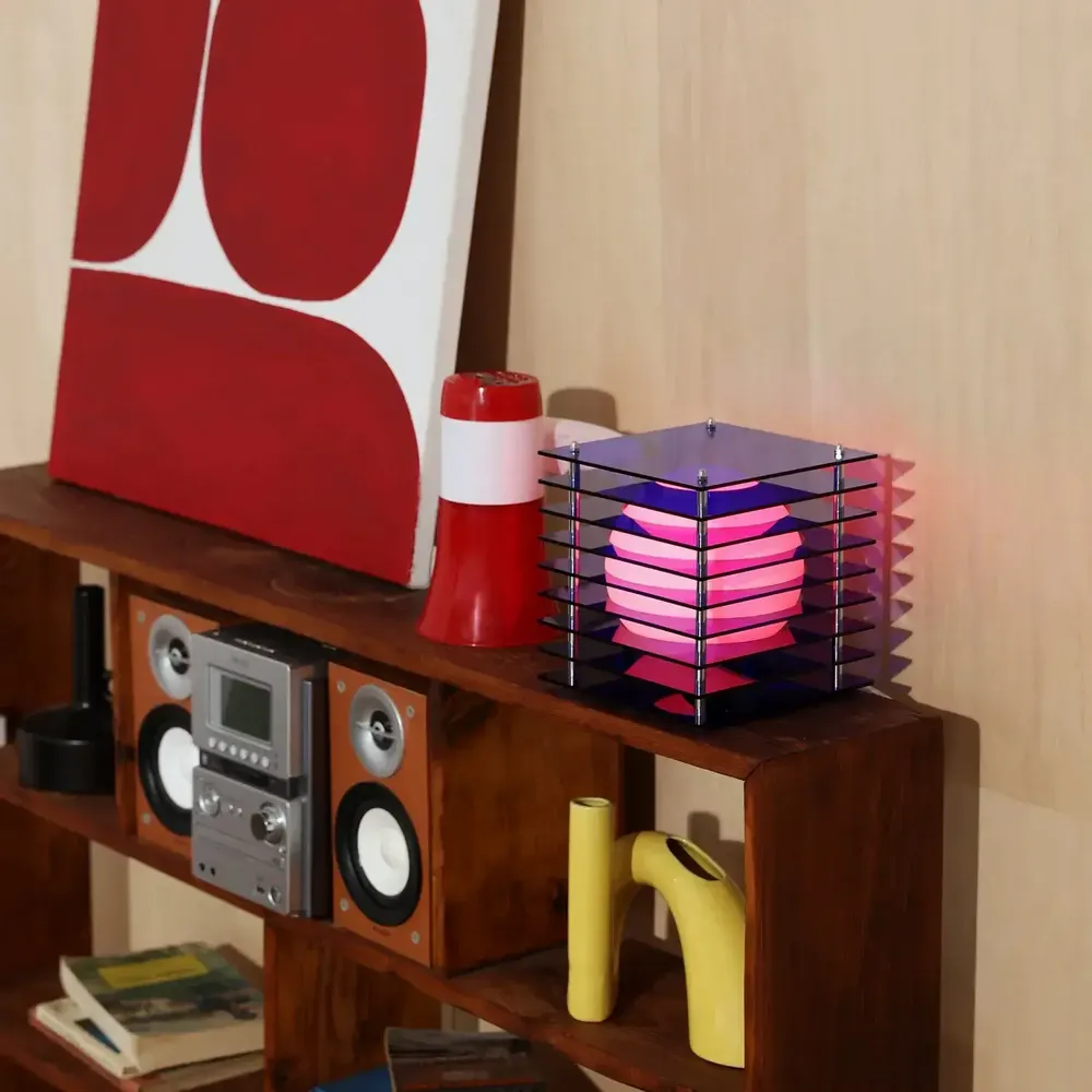 Lampes de bureau  - Lampe LOP petite carrée en acrylique bleu - BANG