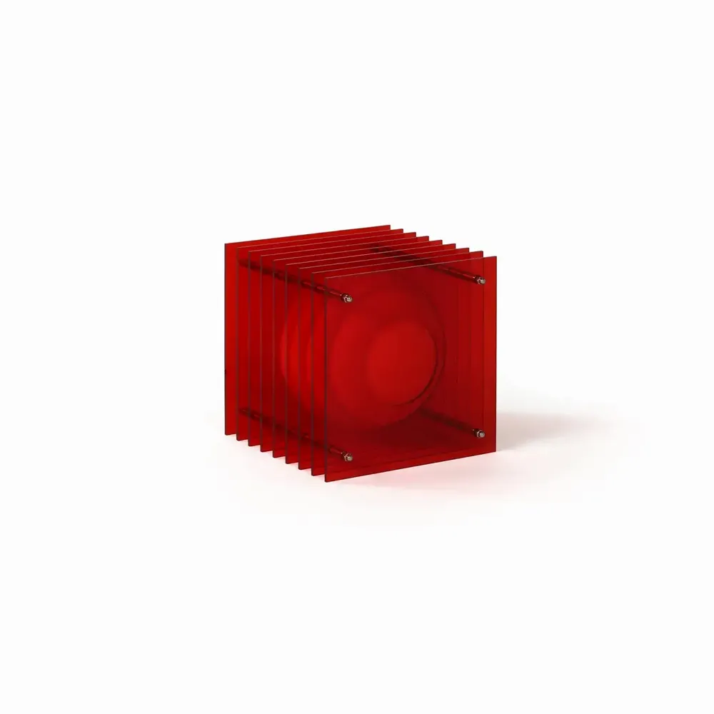 Lampes de bureau  - Lampe LOP petite carrée en acrylique rouge - BANG