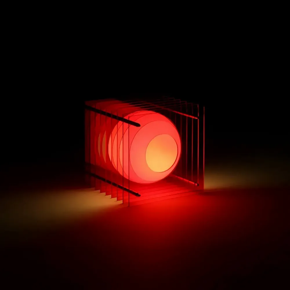 Lampes de bureau  - Lampe LOP petite carrée en acrylique rouge - BANG