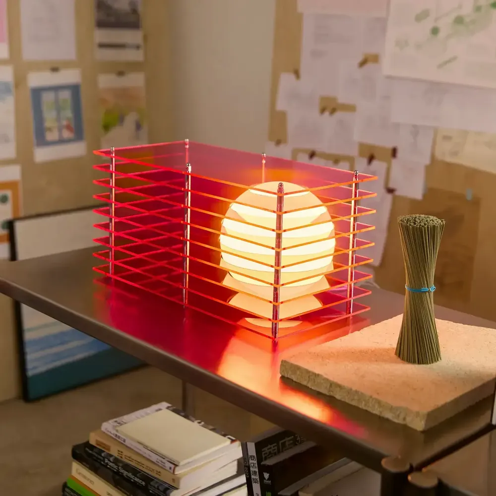 Desk lamps - LOP lamp small rectangle in electric pink acrylic - BANG