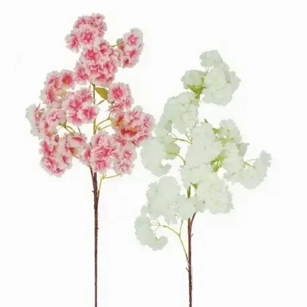 Floral decoration - Artificial cherry blossom stem – 80 flowers – White and pink - LIGNE DÉCO