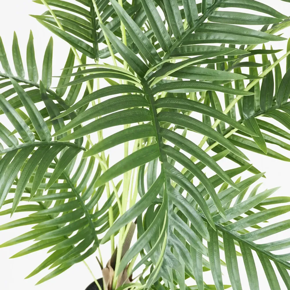 Floral decoration - Artificial palm, 22 leaves, black plastic pot - LIGNE DÉCO
