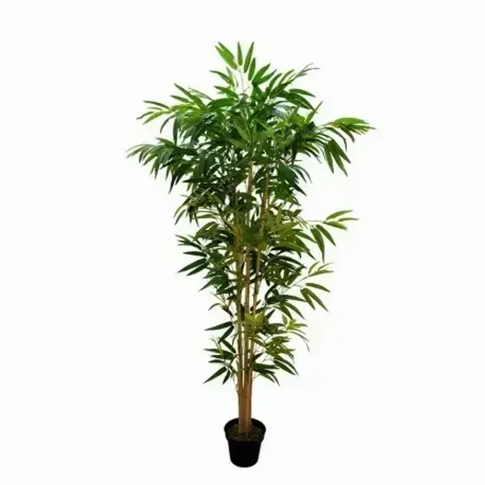 Floral decoration - Artificial bamboo, 6 trunks, black pot - LIGNE DÉCO