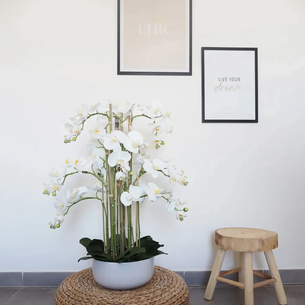 Floral decoration - Artificial Orchid in Ceramic Pot - LIGNE DÉCO