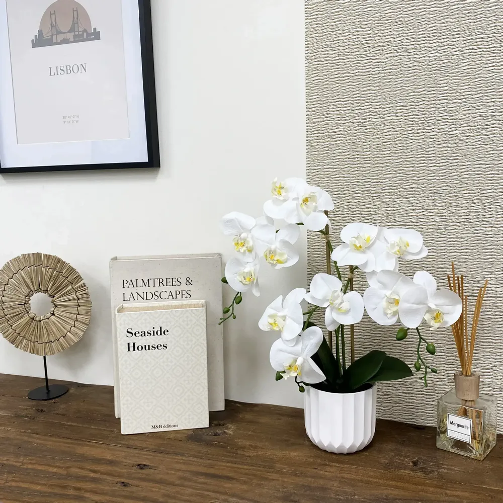 Floral decoration - “Real Touch” Orchid in White Pot - LIGNE DÉCO