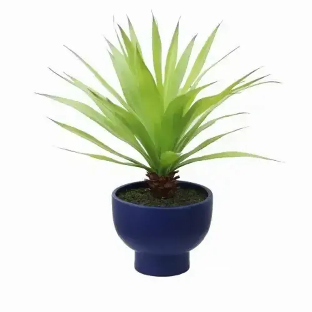 Floral decoration - Artificial Agave in Blue Ceramic Pot - LIGNE DÉCO