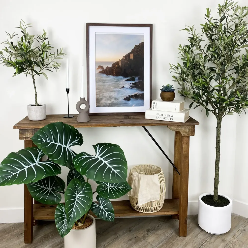 Floral decoration - Artificial Taro Plant in White Pot - LIGNE DÉCO