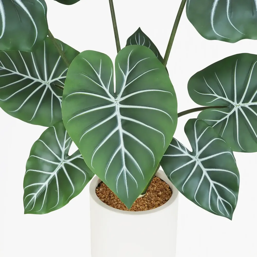 Floral decoration - Artificial Taro Plant in White Pot - LIGNE DÉCO