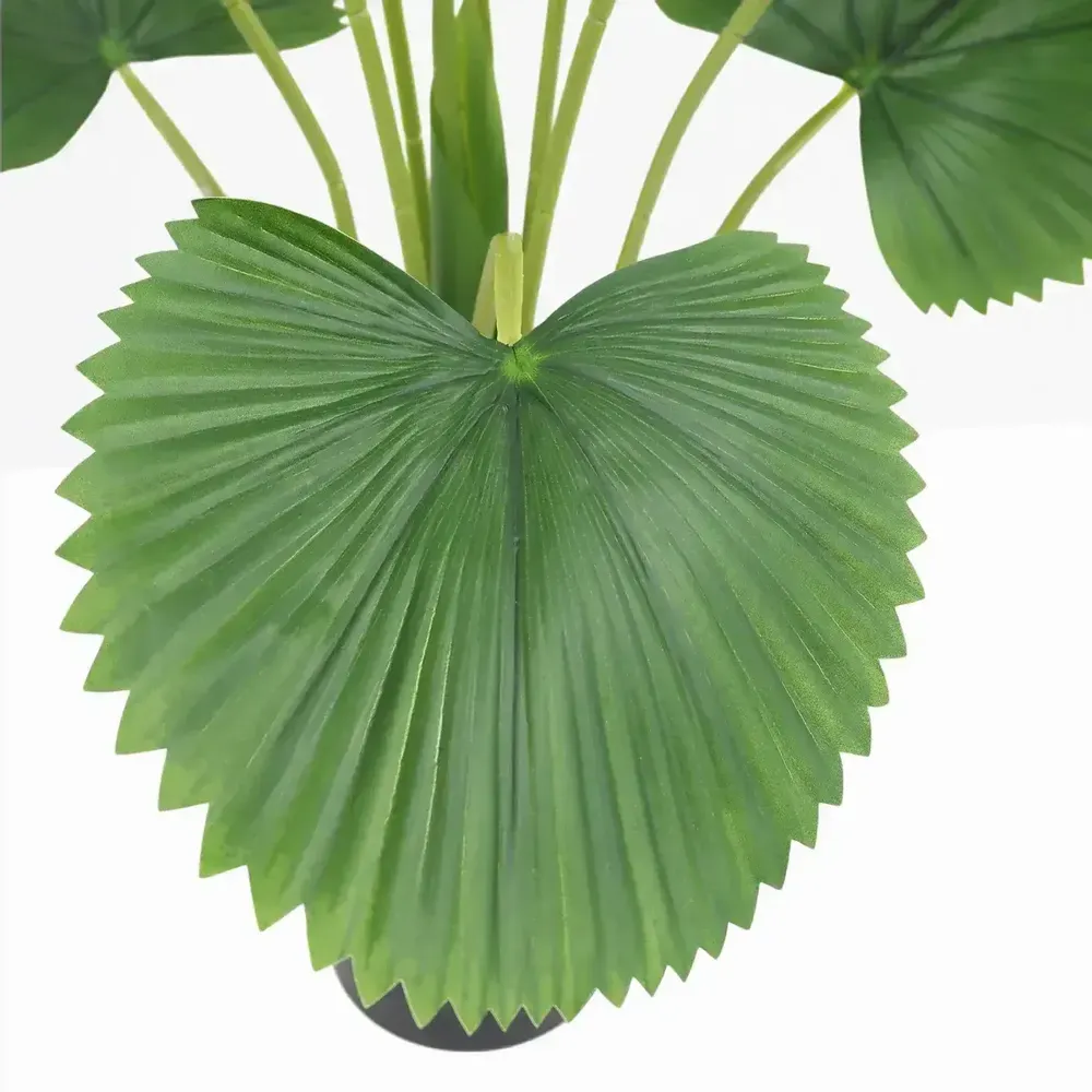 Floral decoration - Artificial palm, 10 leaves, plastic pot - LIGNE DÉCO