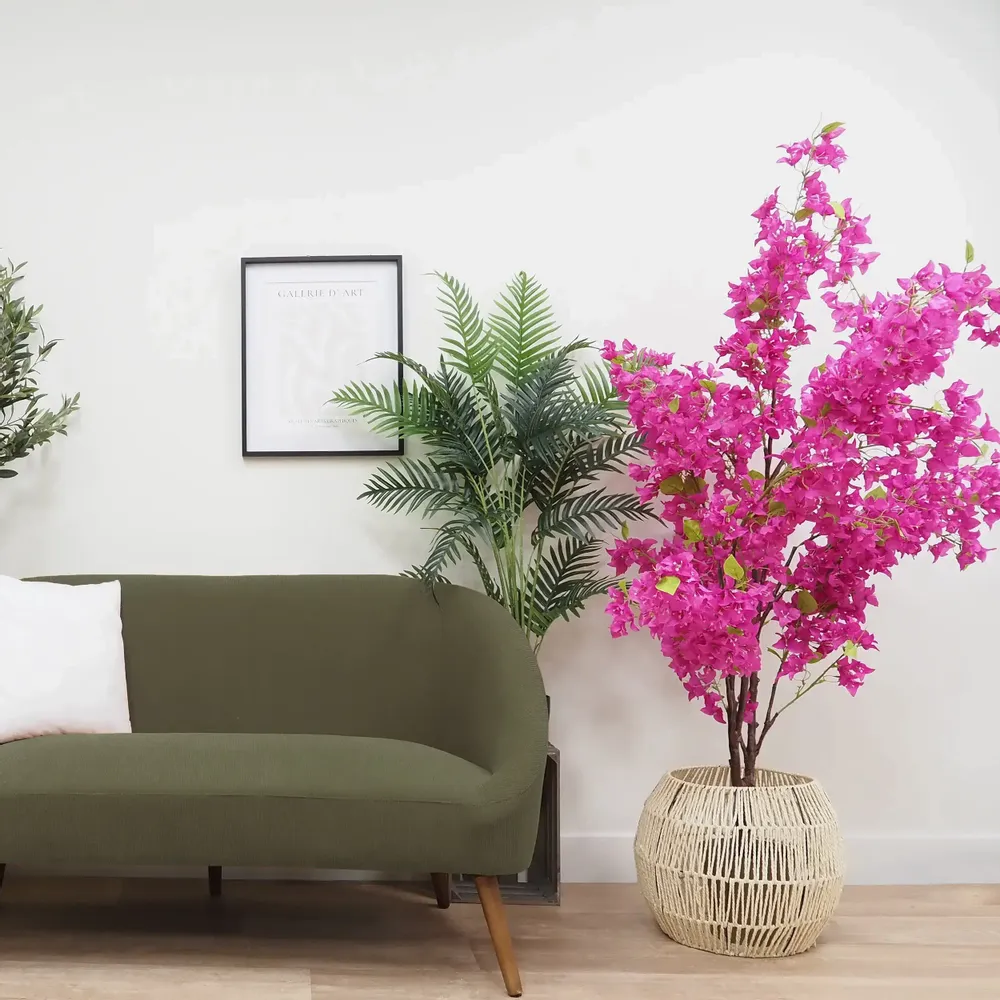 Floral decoration - Artificial bougainvillea, 1400 flowers, black pot - LIGNE DÉCO